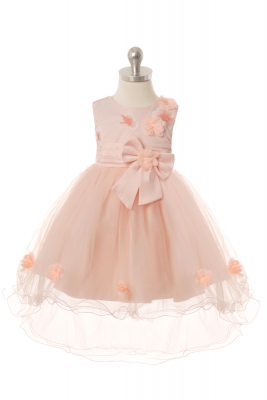 Girls Dress Style 10007 - Elegant Sleeveless Infant Dress with Floral Applique Details in Choice of